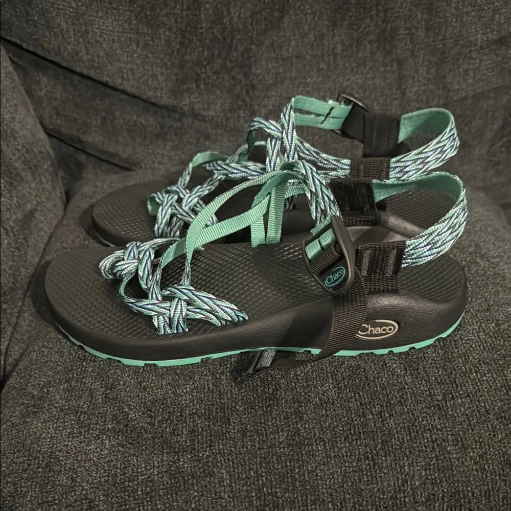 Chaco Women's Sandals with Black and Mint Braided Straps